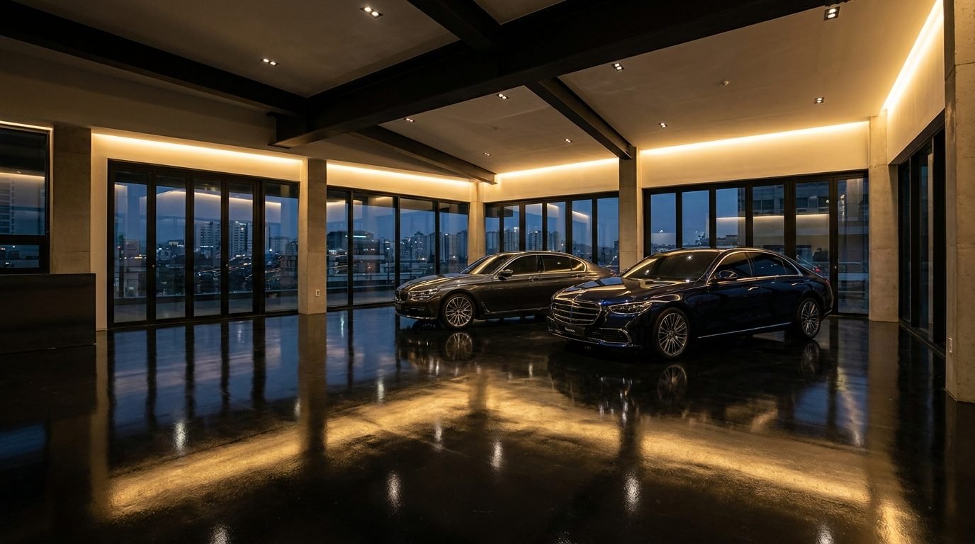 Auto Dealership & Service Center flooring project in Carmel Indiana